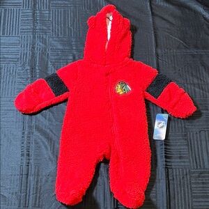 Chicago Blackhawks NHL Sherpa Baby Piece- 3-6 months- NWT
